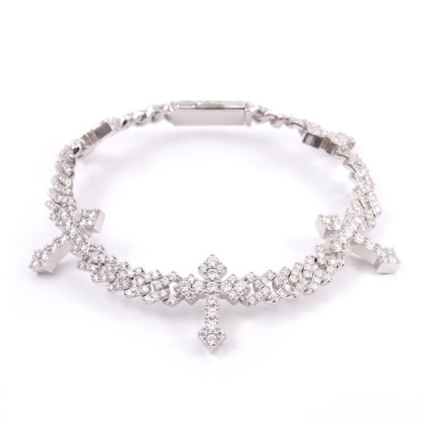 6MM Moissanite Cross Cuban Link Bracelet 14K Gold - Image 11
