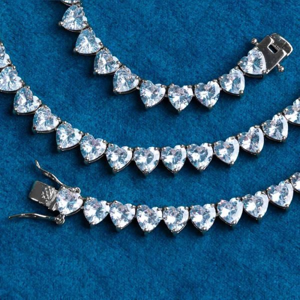 6MM Moissanite Heart Tennis Chain 14K Gold - Image 6