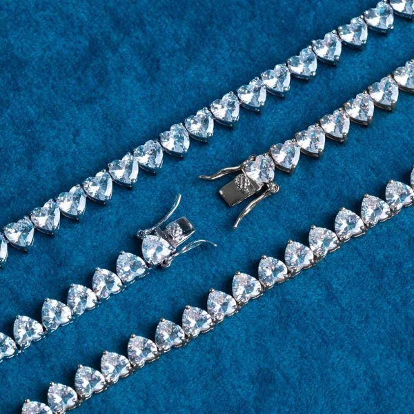 6MM Moissanite Heart Tennis Chain 14K Gold - Image 5