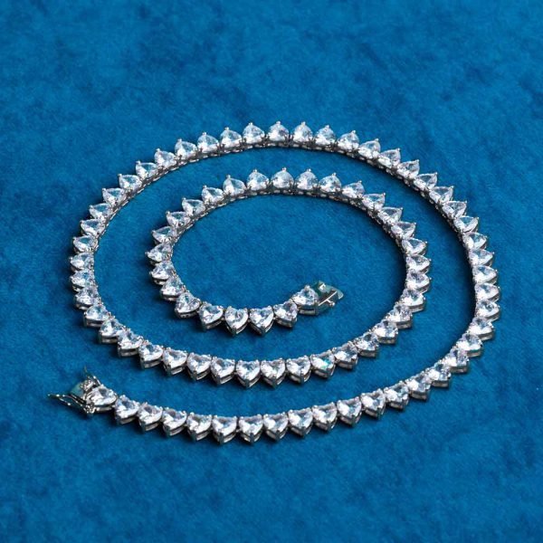 6MM Moissanite Heart Tennis Chain 14K Gold - Image 9
