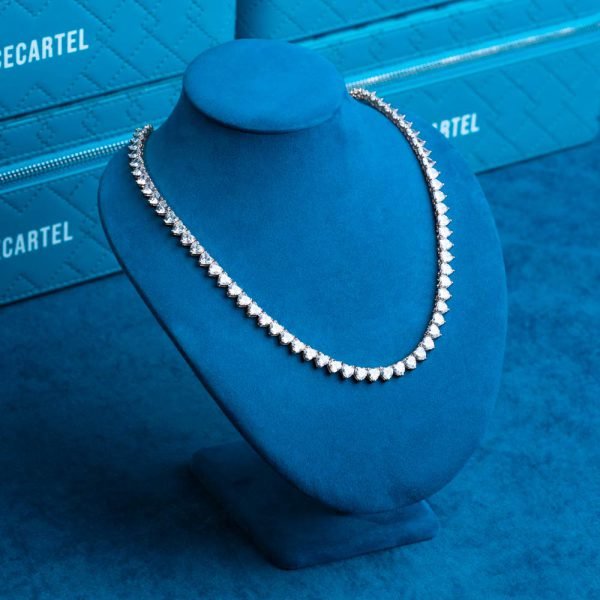 6MM Moissanite Heart Tennis Chain 14K Gold