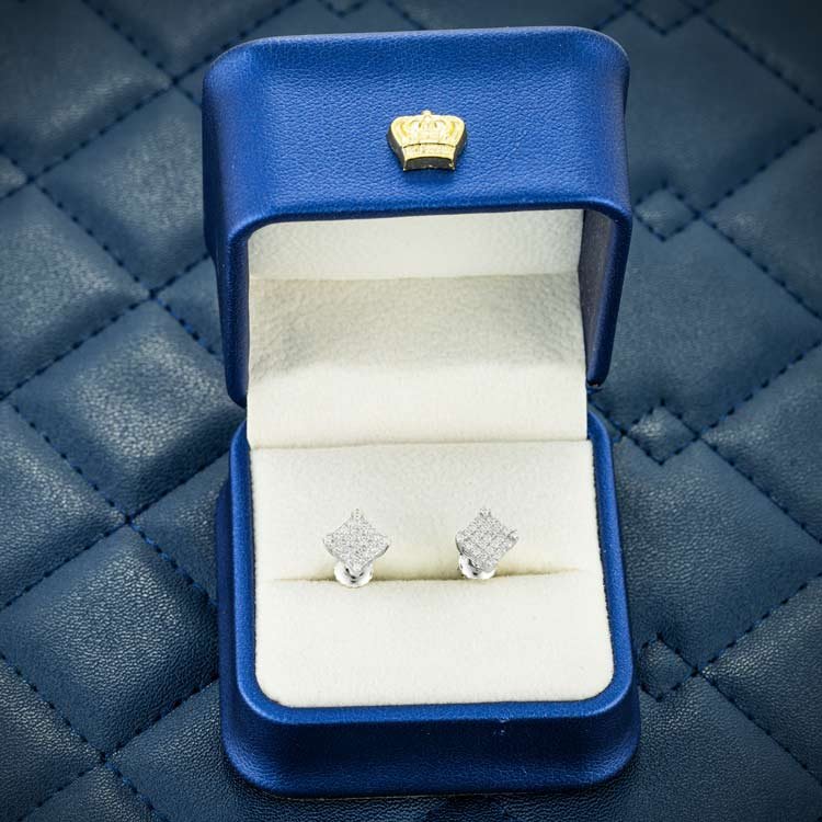 6MM Moissanite Square Cluster Earrings 14K Gold - Image 7