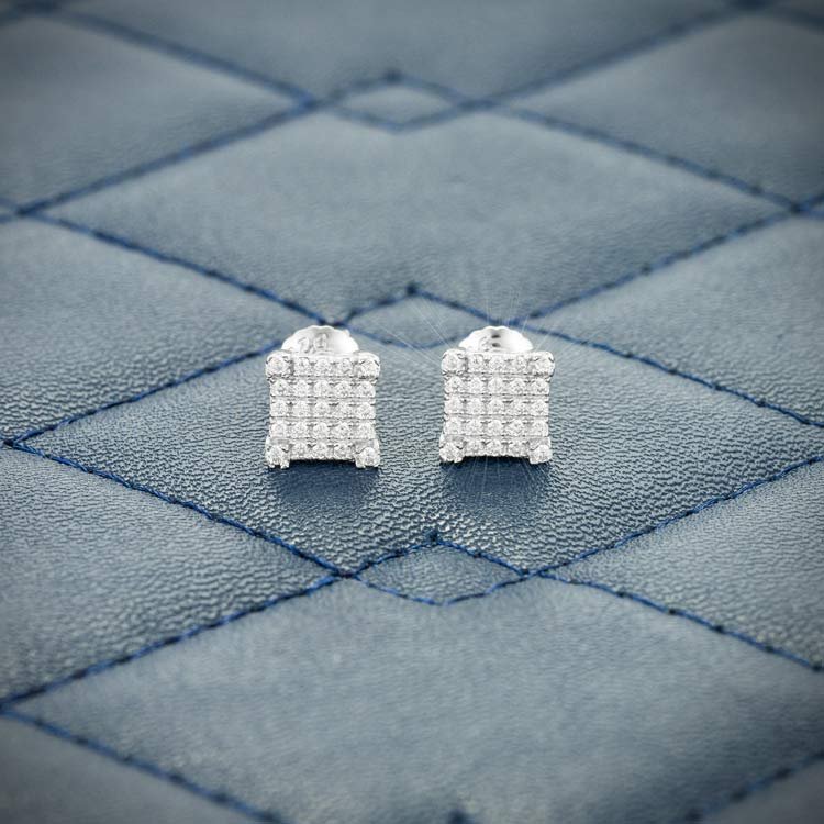 6MM Moissanite Square Cluster Earrings 14K Gold - Image 4