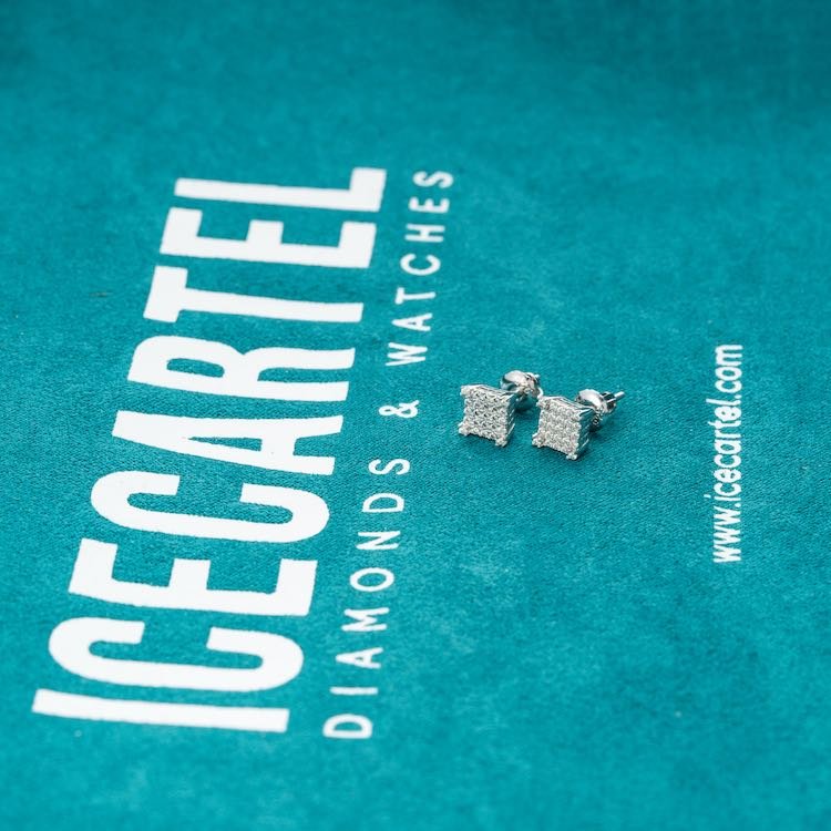 6MM Moissanite Square Cluster Earrings 14K Gold - Image 3