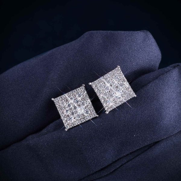 7MM VVS Square Pointer Earrings 14K Gold - Image 4