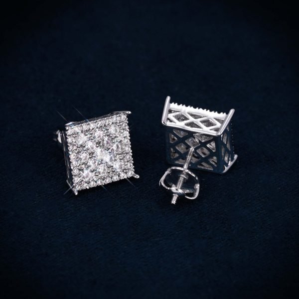 7MM VVS Square Pointer Earrings 14K Gold - Image 2