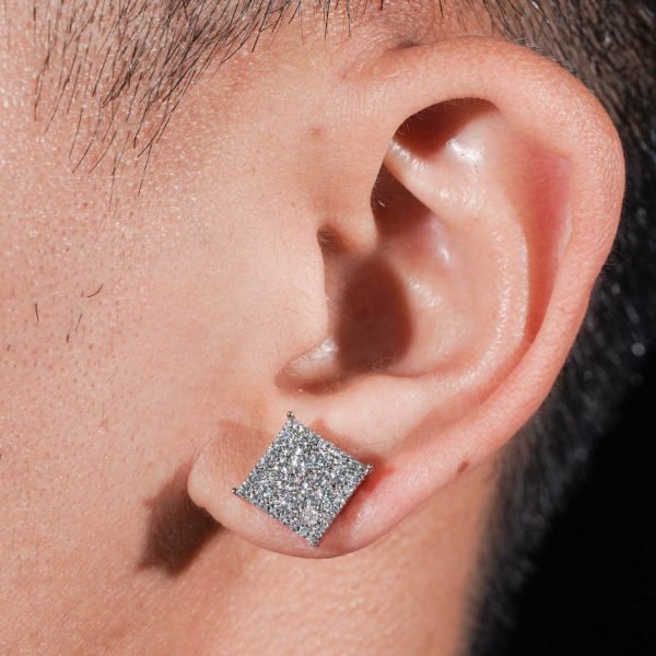 7MM VVS Square Pointer Earrings 14K Gold - Image 3