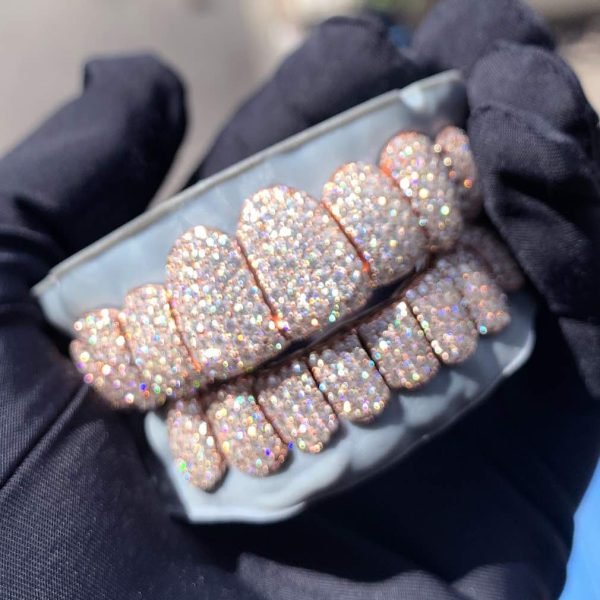 Rose Gold Perm Cut Custom Diamond Grillz 14K Gold - Image 9