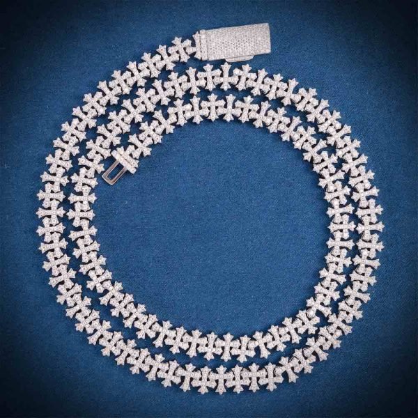 8.5MM Iced Out Cross Link Chain 14K Gold - Image 2