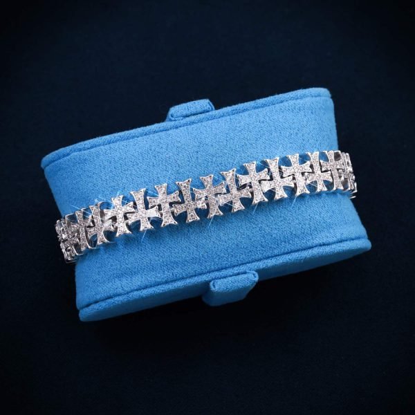 8MM VVS Cross Link Bracelet 14K Gold - Image 5