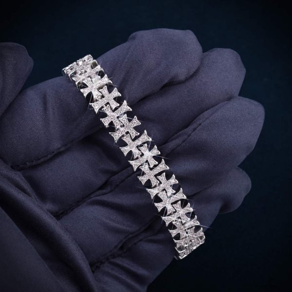 8MM VVS Cross Link Bracelet 14K Gold - Image 4
