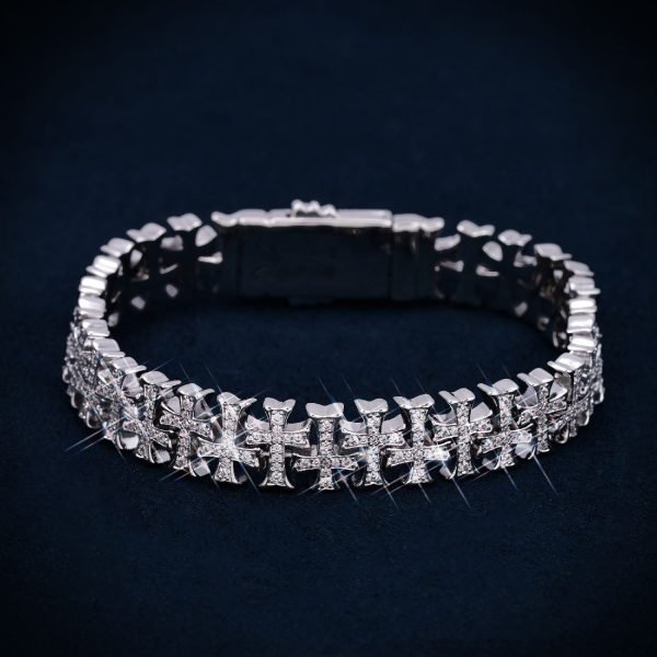 8MM VVS Cross Link Bracelet 14K Gold - Image 2