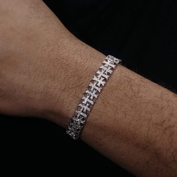 8MM VVS Cross Link Bracelet 14K Gold - Image 3