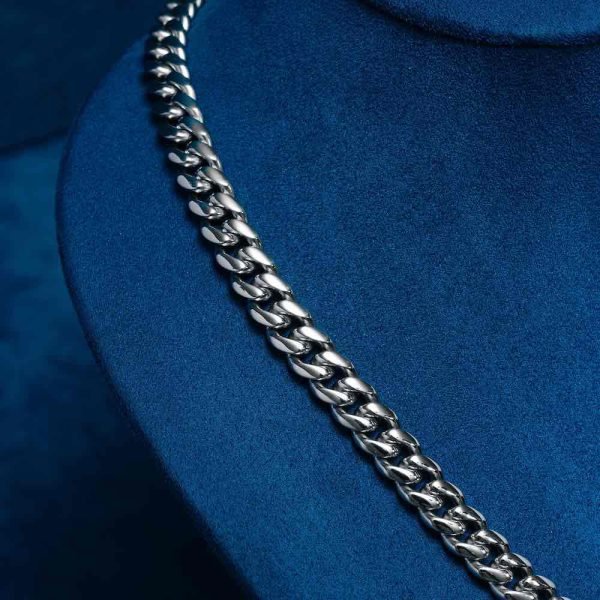 8MM Cuban Link Chain 14K White Gold - Image 4
