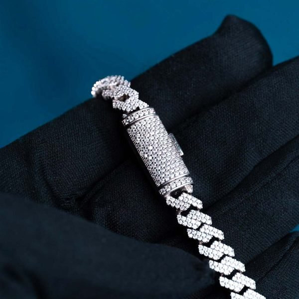 8MM Moissanite Cuban Link Bracelet 14K Gold - Image 4