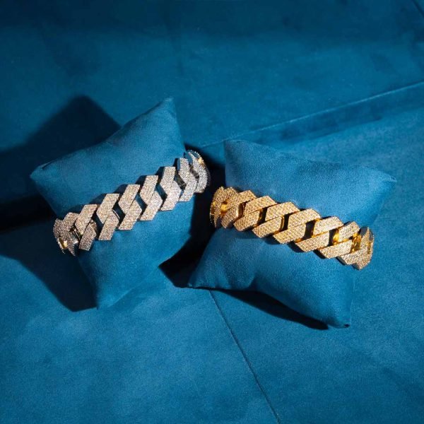 20MM 4-Row Moissanite Cuban Link Bracelet 14K Gold - Image 7