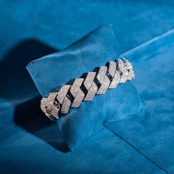 20MM 4-Row Moissanite Cuban Link Bracelet 14K Gold - Image 8