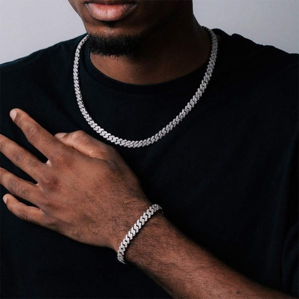 8MM Moissanite Cuban Link Chain/Bracelet Bundle 14K Gold - Image 12