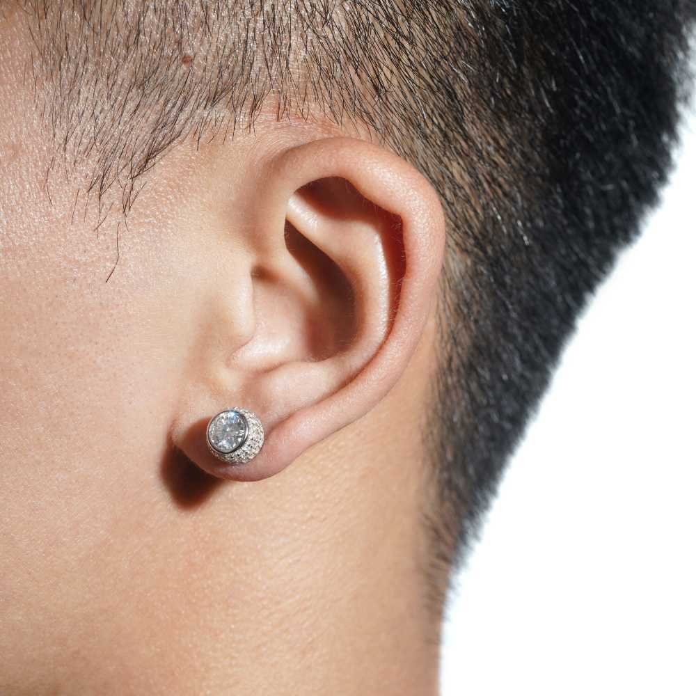 9MM Channel Pointer Moissanite Earrings 14K Gold - Image 3