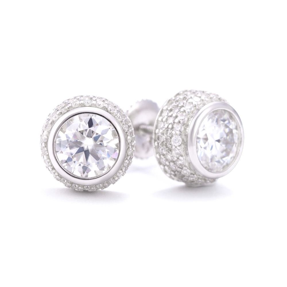 9MM Channel Pointer Moissanite Earrings 14K Gold - Image 2