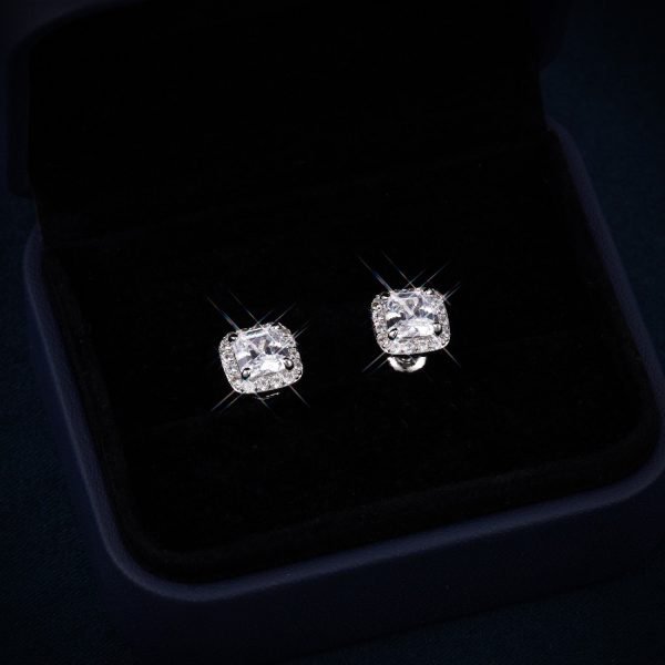 9MM VVS Halo Stud Earrings 14K Gold - Image 4