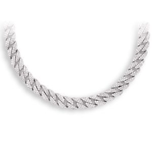 9MM Diamond Cuban Link Chain 14K Solid Gold