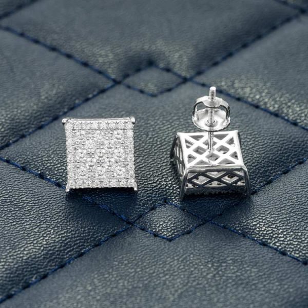 9MM Moissanite Square Earrings 14K Gold - Image 7