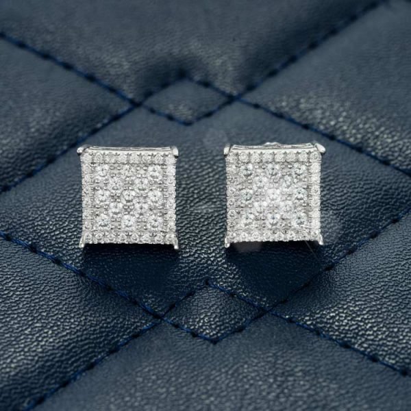 9MM Moissanite Square Earrings 14K Gold - Image 4