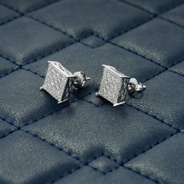 9MM Moissanite Square Earrings 14K Gold - Image 5
