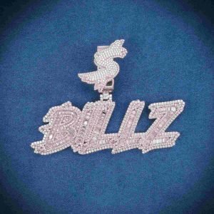 "BILLZ" Custom Name Moissanite Pendant 14K Gold