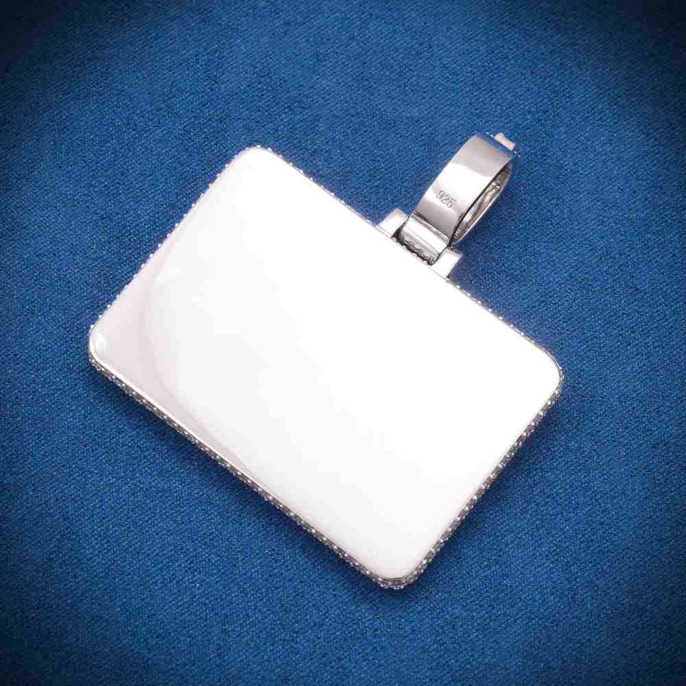 "BL" Custom Moissanite Rectangle Pendant 14K Gold - Image 5