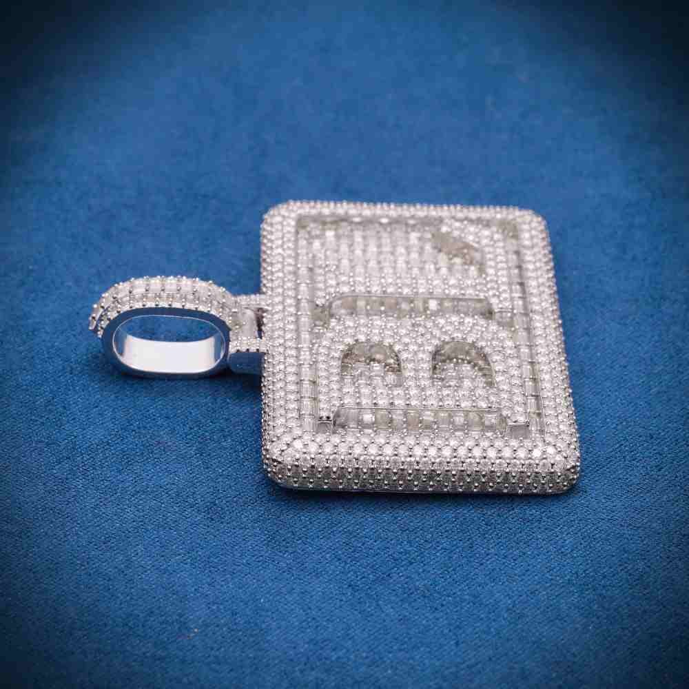 "BL" Custom Moissanite Rectangle Pendant 14K Gold - Image 6