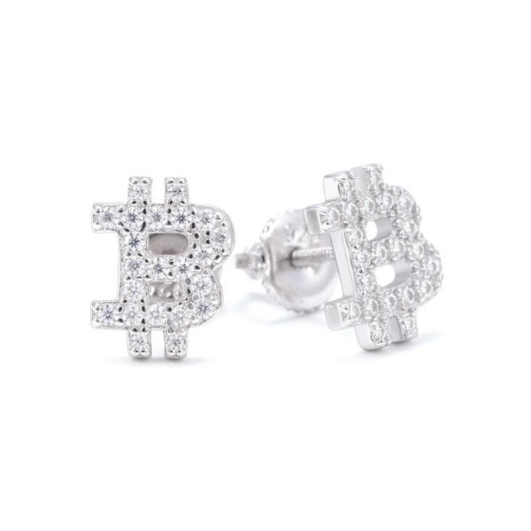 Bitcoin Moissanite Earrings 14K Gold - Image 2