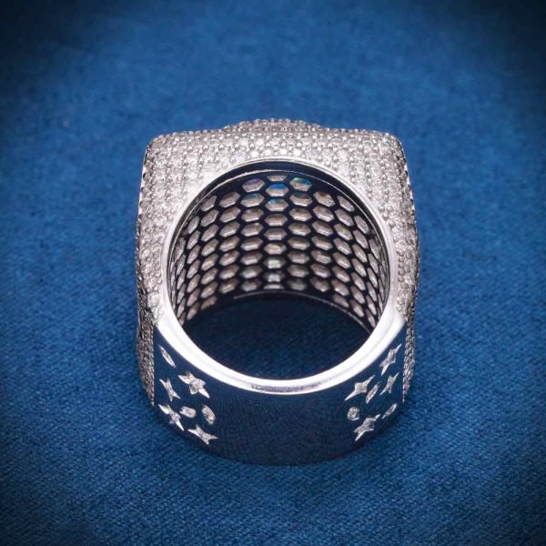 Blue Moissanite Signet Ring 14K White Gold - Image 5