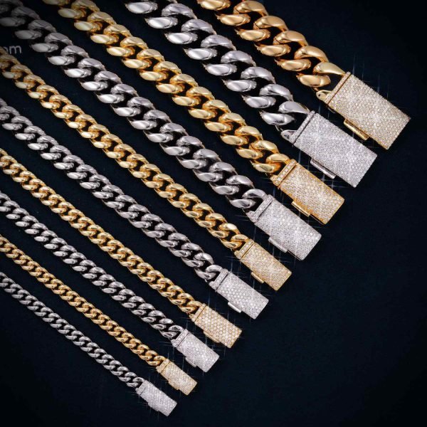 Cuban Link Chain with Iced Clasp 14K Gold (ALL SIZES) - Image 3