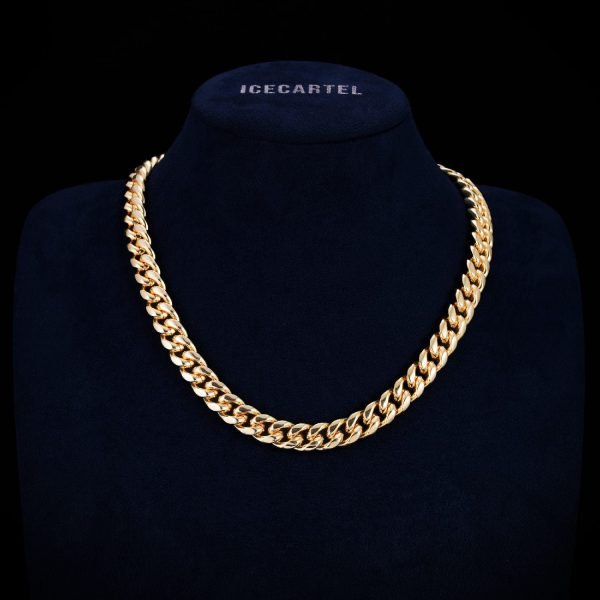 Cuban Link Chain with Iced Clasp 14K Gold (ALL SIZES) - Image 9