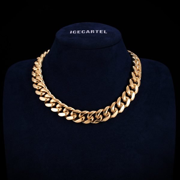 Cuban Link Chain with Iced Clasp 14K Gold (ALL SIZES) - Image 7