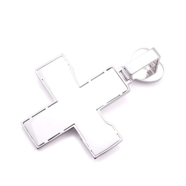 Custom Moissanite Cross Pendant With Heart Bail - Image 5