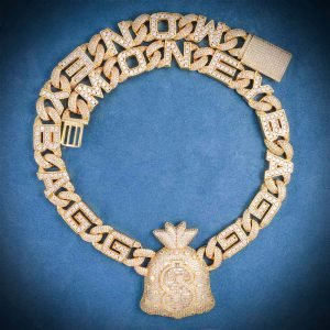 Custom Moneybag Chain Pendant 14K Gold | 12MM