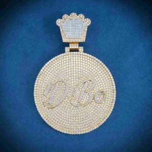 "DBO" Custom Moissanite Pendant 14K Gold