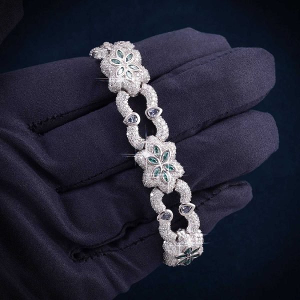 13MM Double Accent Moissanite Cuban Link Bracelet 14K - Image 5