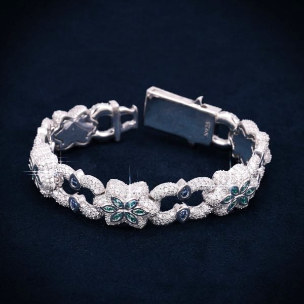 13MM Double Accent Moissanite Cuban Link Bracelet 14K - Image 2