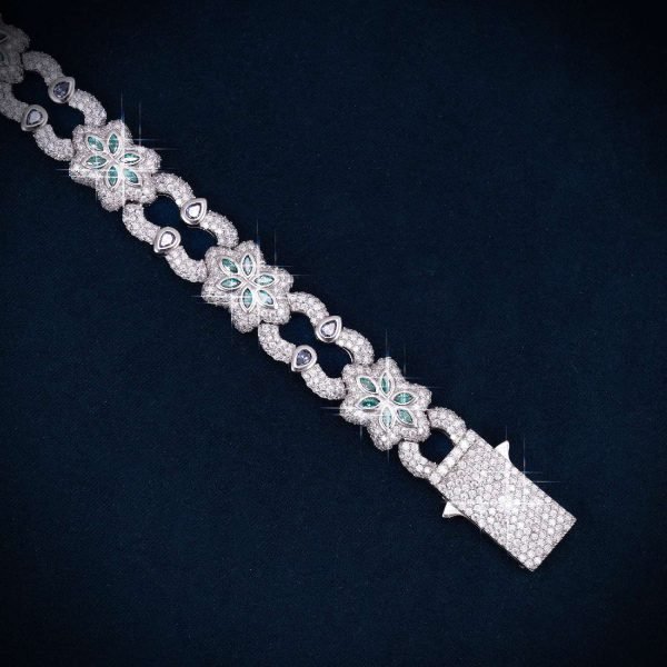 13MM Double Accent Moissanite Cuban Link Bracelet 14K - Image 4