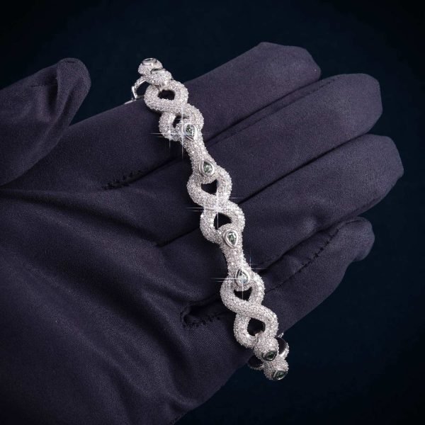 13MM Double-Halo Moissanite Infinity Link Bracelet 14K Gold - Image 5