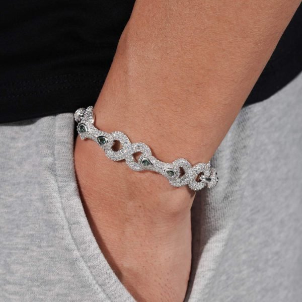 13MM Double-Halo Moissanite Infinity Link Bracelet 14K Gold - Image 3