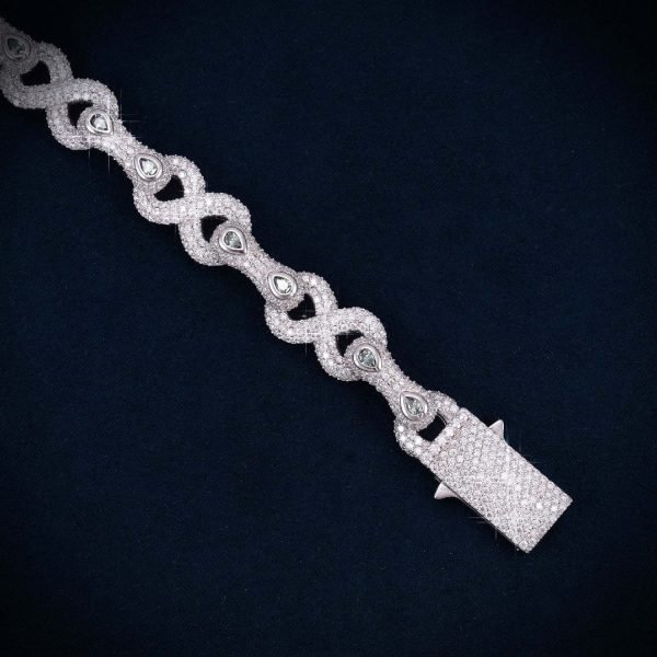 13MM Double-Halo Moissanite Infinity Link Bracelet 14K Gold - Image 4