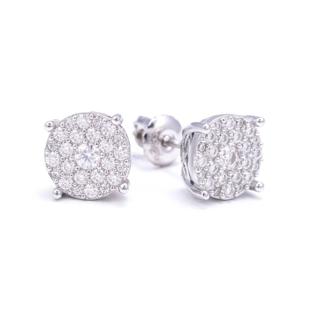 Double Halo Prong Moissanite Earrings 14K Gold - Image 2