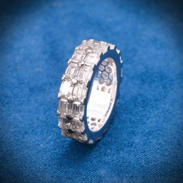 Double Row Moissanite Baguette Ring 14K Gold - Image 2
