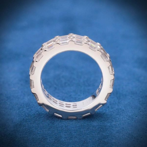 Double Row Moissanite Baguette Ring 14K Gold - Image 4