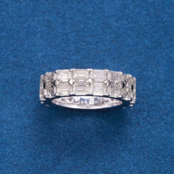 Double Row Moissanite Baguette Ring 14K Gold - Image 5